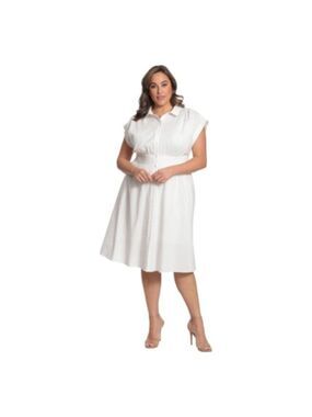 **Maggy London** Cap Sleeve Collar Dress Wide Waistband and Front Placket 20W